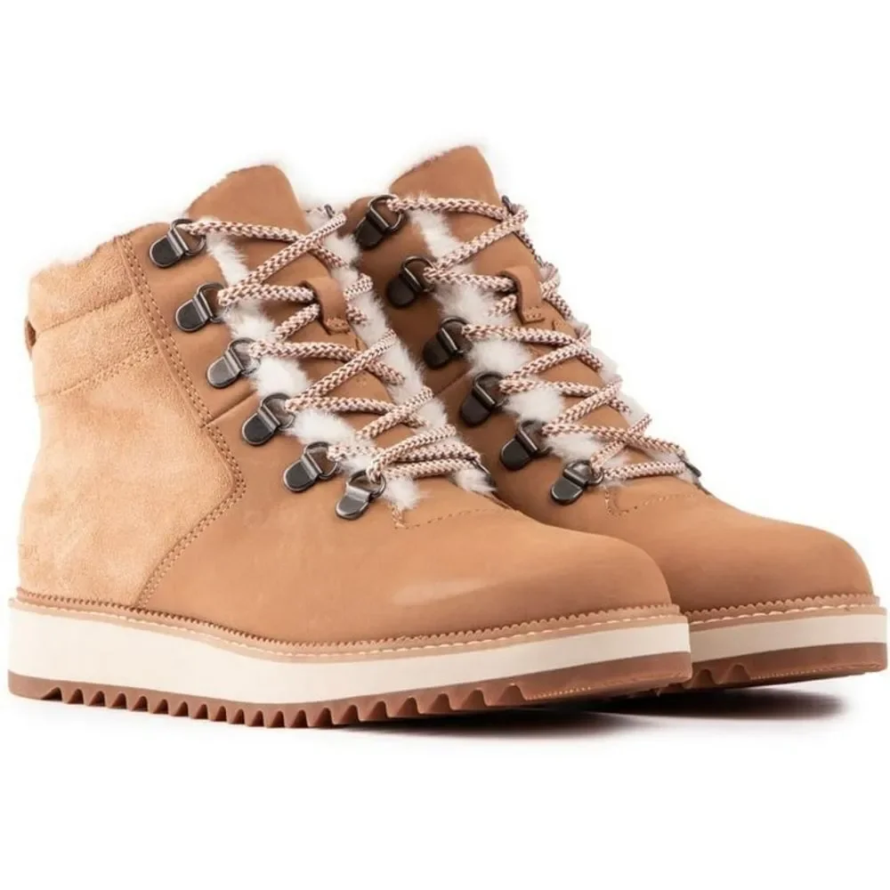 NEW TOMS Mojave Doe Nubuck Fur Lace Up Waterproof Lace-Up Tan Ankle Boots 6